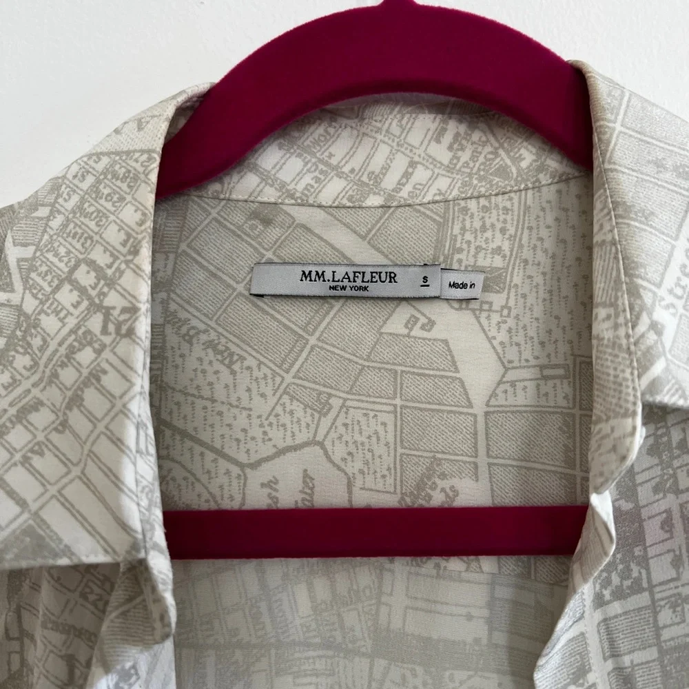 MM Lafleur “The Blake Shirt—Atlas Print” Light Gray Button-Down Shirt - Picture 6 of 7